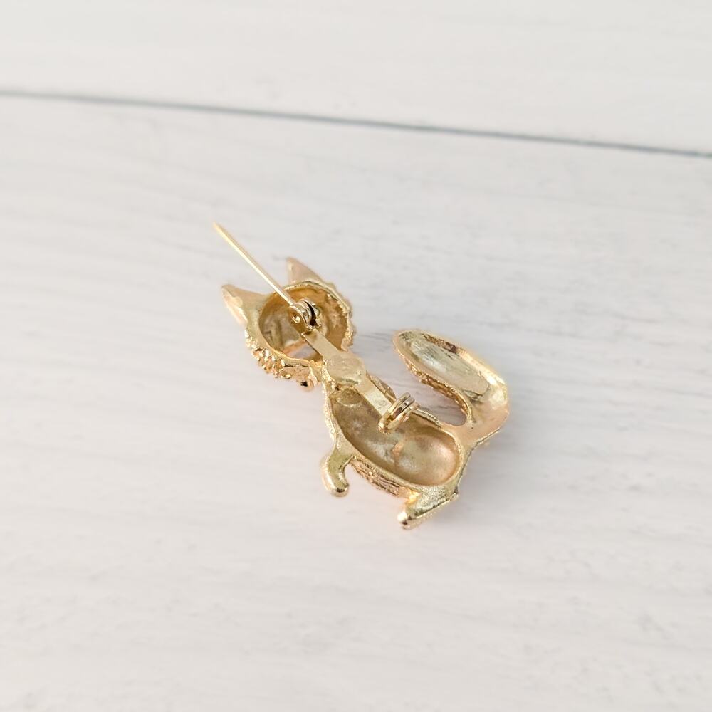 Vintage Brooch / Vintage Pin Gold Tone Fox Brooch - Cute - Picture 7 of 8